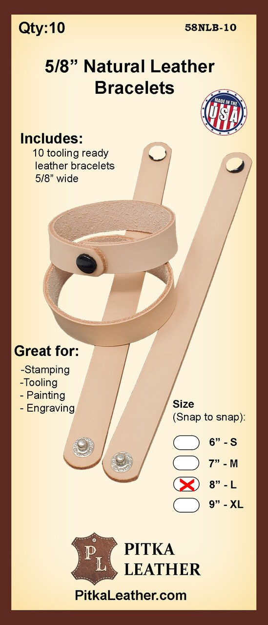 5/8 Inch Natural Leather Bracelets Blank 10 Pack – DIY for Stamping, Tooling, Painting, Engraving, Burning & Decorating